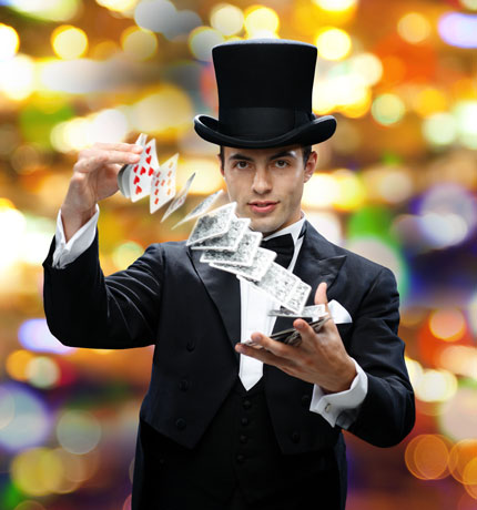 magician performing card trick