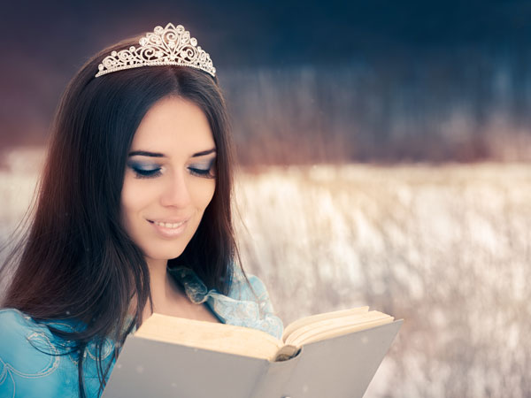 princess reading a fairy tale from a book